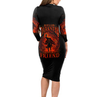 Jack O Lantern Skull Long Sleeve Bodycon Dress Hello Darkness My Old Friend - Wonder Print Shop