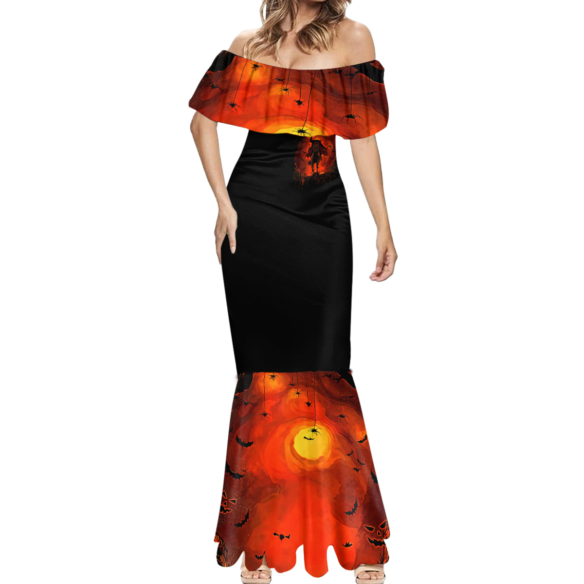 Jack O Lantern Skull Mermaid Dress Hello Darkness My Old Friend - Wonder Print Shop