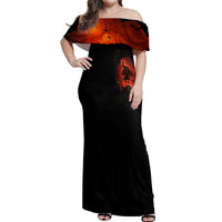 Jack O Lantern Skull Off Shoulder Maxi Dress Hello Darkness My Old Friend - Wonder Print Shop
