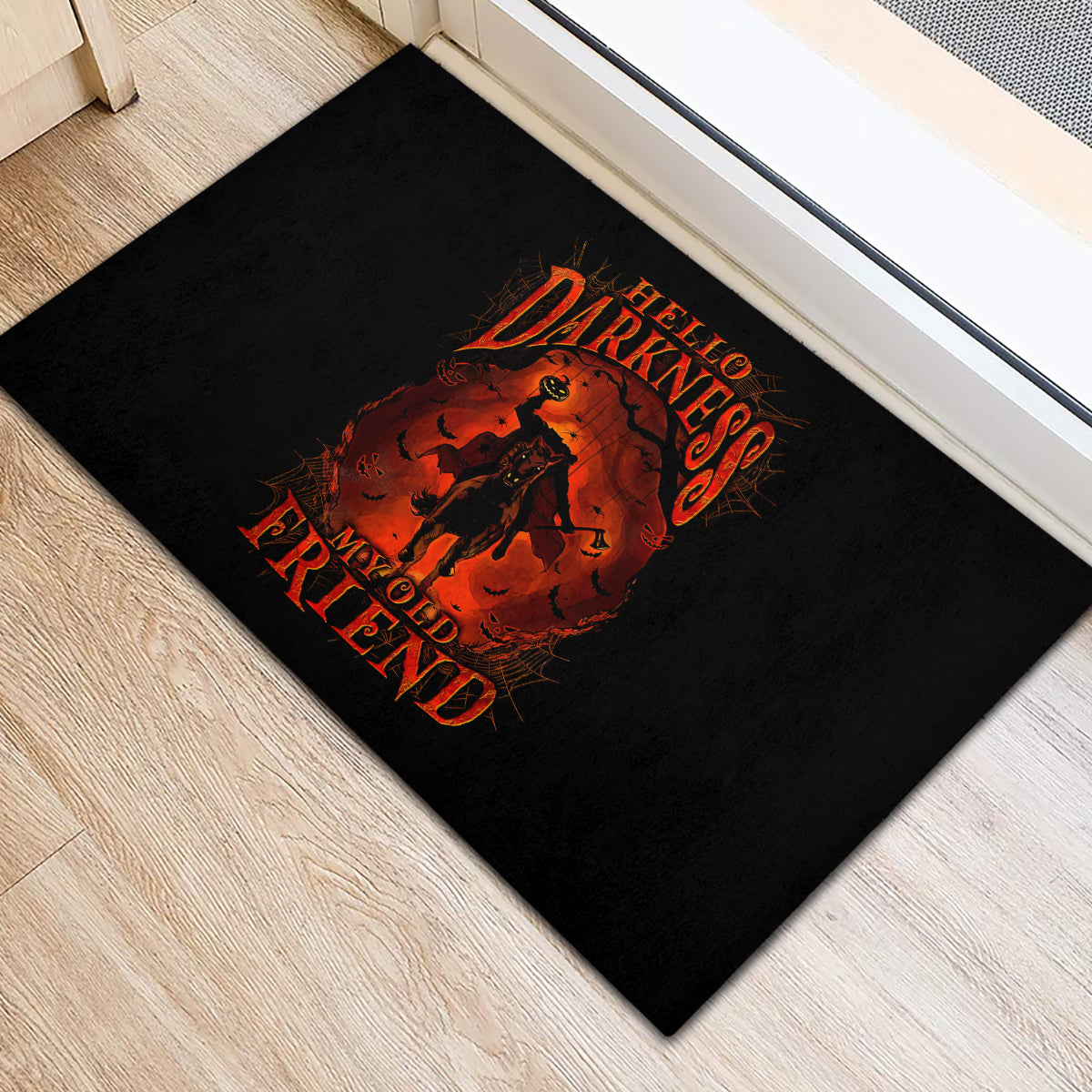 Jack O Lantern Skull Rubber Doormat Hello Darkness My Old Friend - Wonder Print Shop
