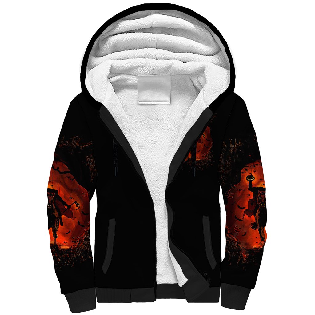 Jack O Lantern Skull Sherpa Hoodie Hello Darkness My Old Friend - Wonder Print Shop