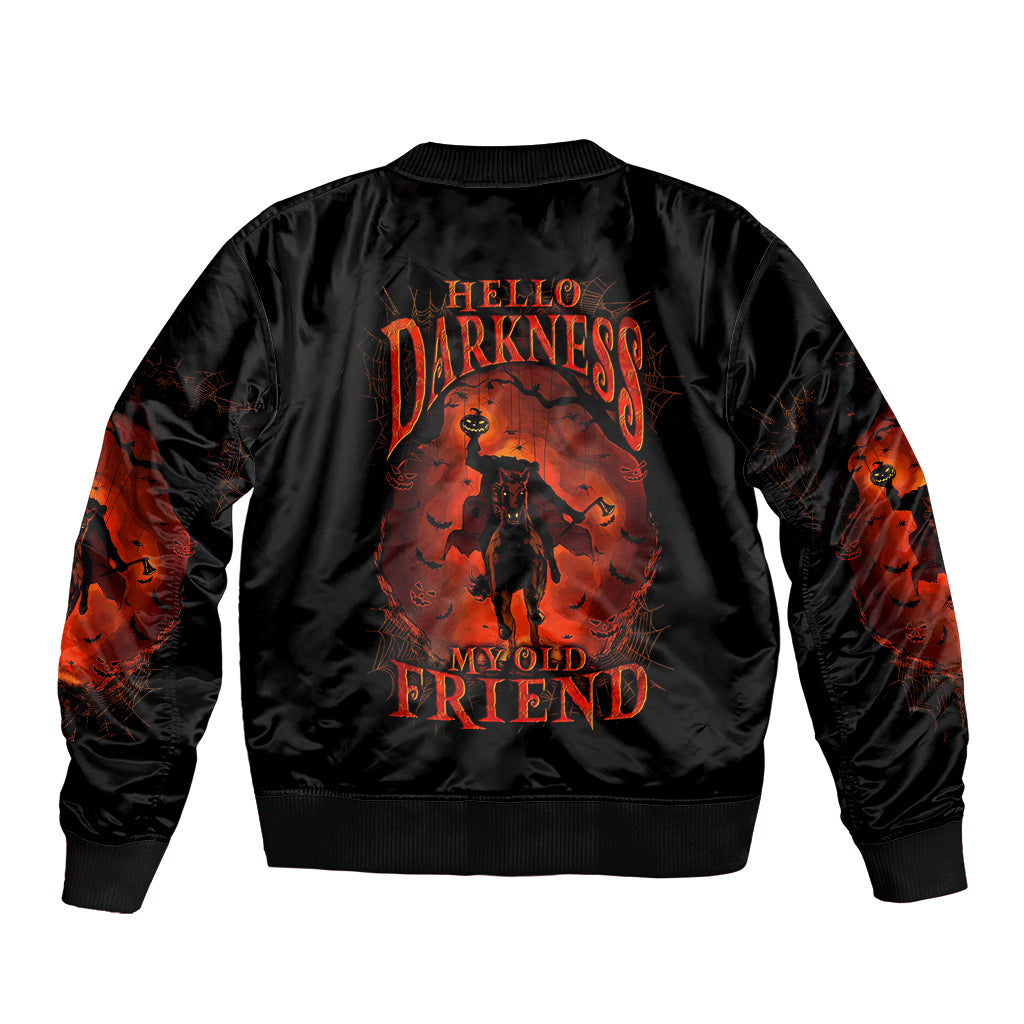 Jack O Lantern Skull Sleeve Zip Bomber Jacket Hello Darkness My Old Friend - Wonder Print Shop