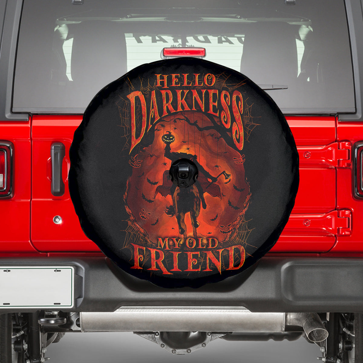 Jack O Lantern Skull Spare Tire Cover Hello Darkness My Old Friend - Wonder Print Shop