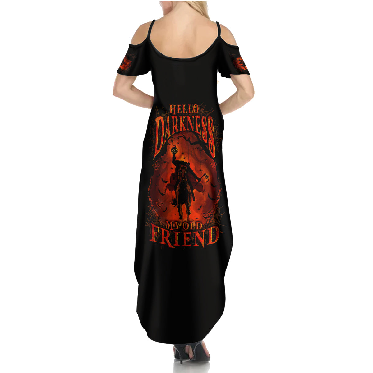 Jack O Lantern Skull Summer Maxi Dress Hello Darkness My Old Friend - Wonder Print Shop