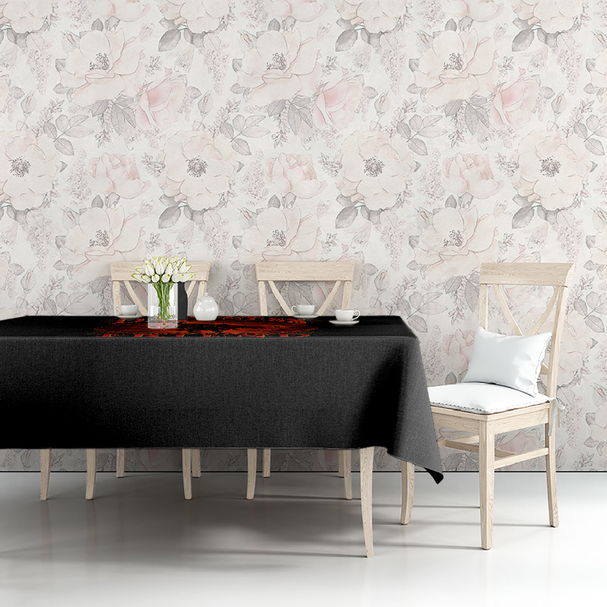 Jack O Lantern Skull Tablecloth Hello Darkness My Old Friend - Wonder Print Shop