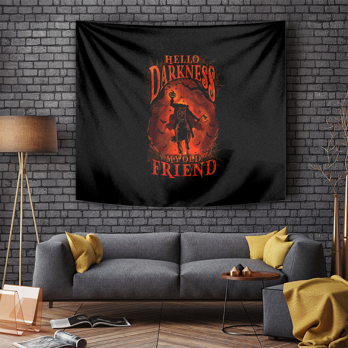 Jack O Lantern Skull Tapestry Hello Darkness My Old Friend - Wonder Print Shop
