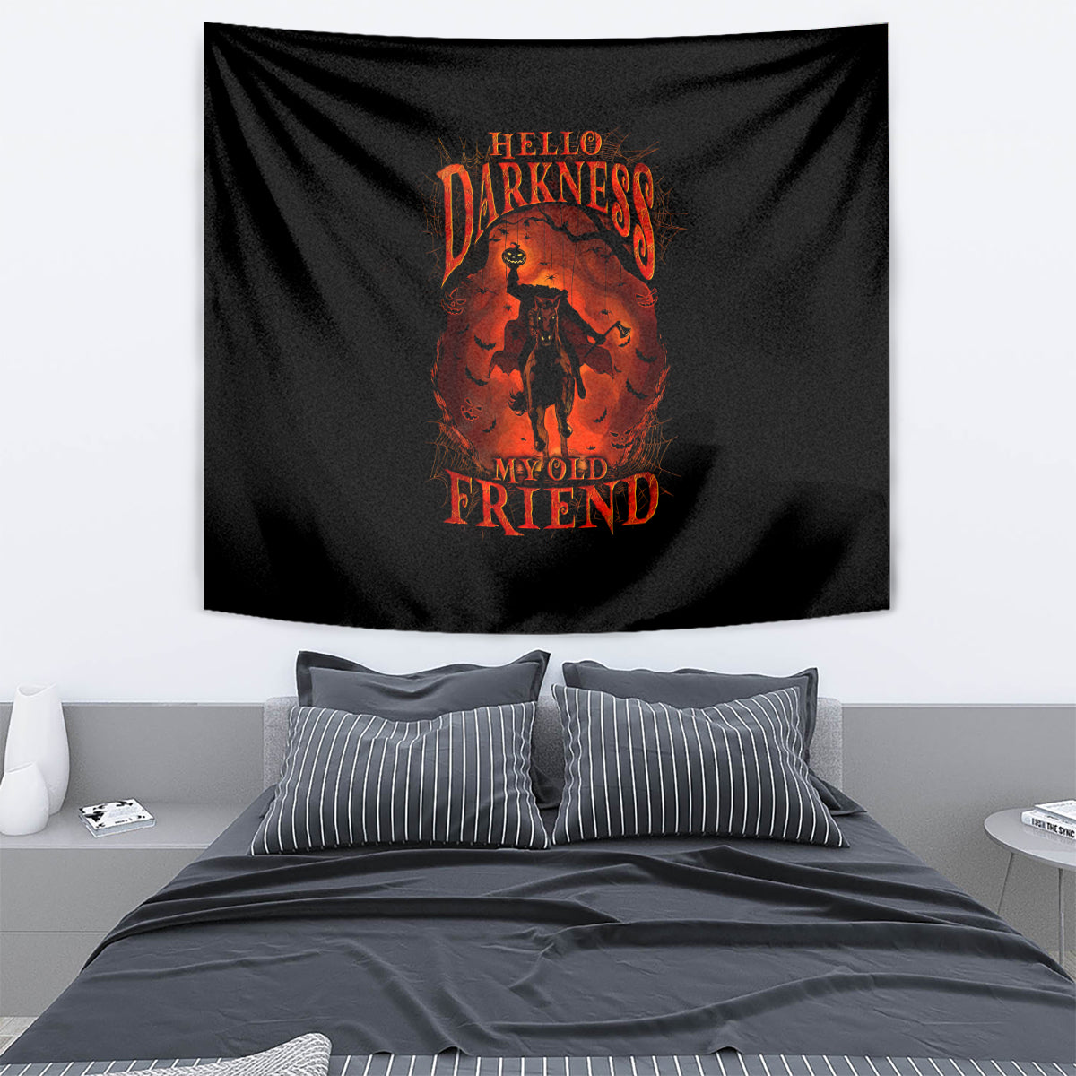 Jack O Lantern Skull Tapestry Hello Darkness My Old Friend - Wonder Print Shop