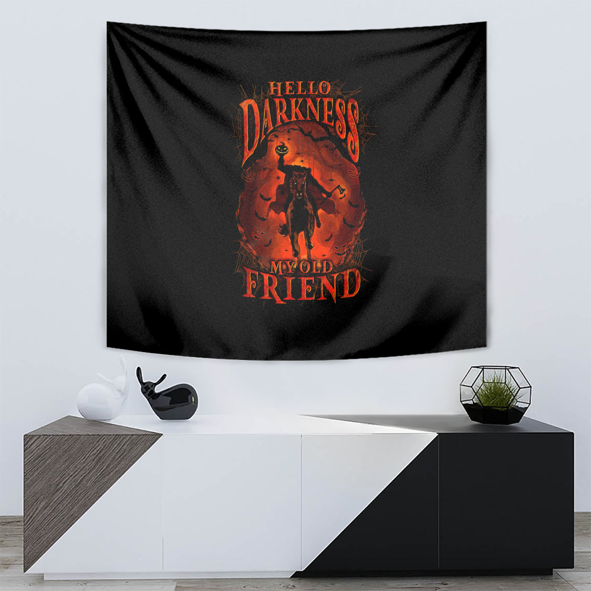 Jack O Lantern Skull Tapestry Hello Darkness My Old Friend - Wonder Print Shop