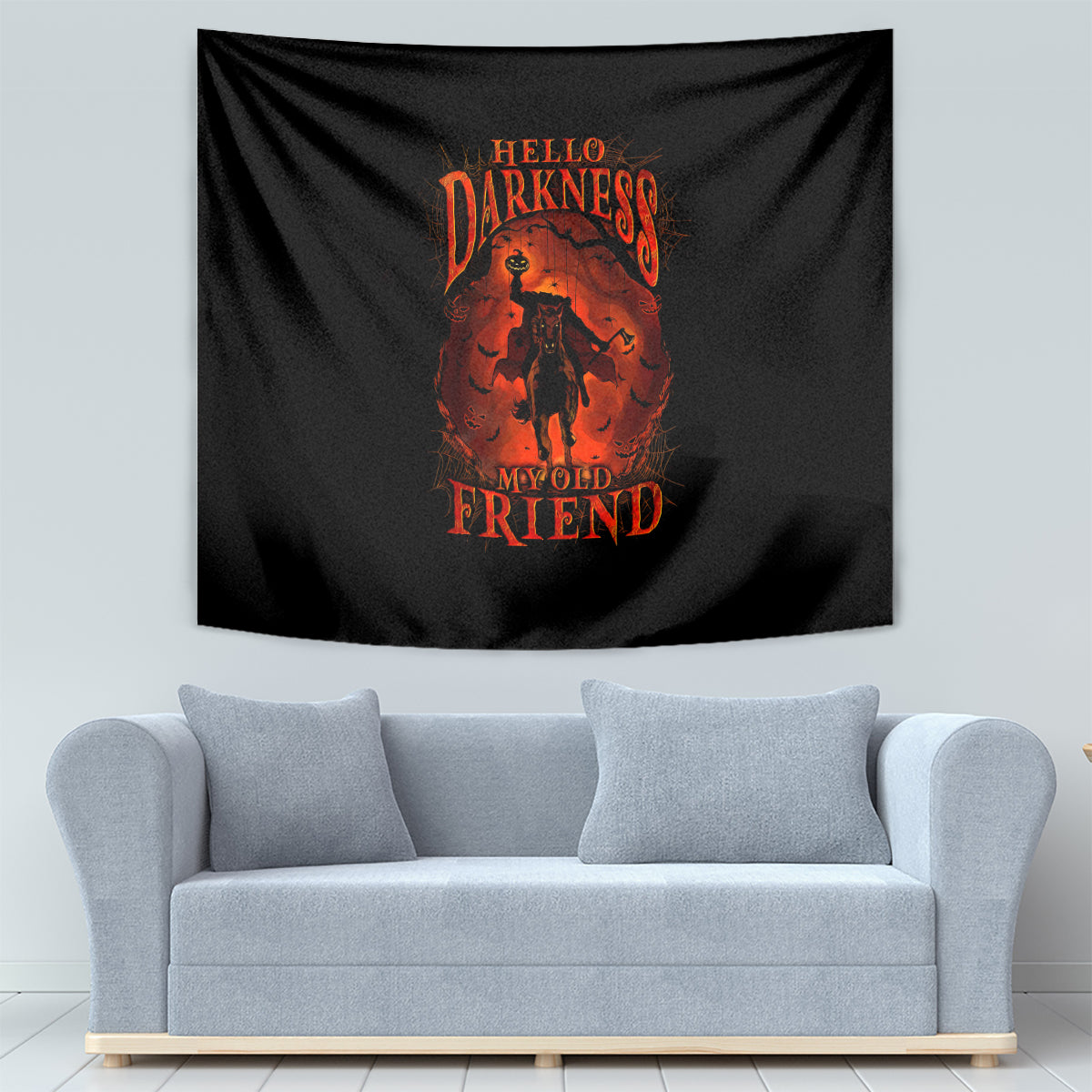 Jack O Lantern Skull Tapestry Hello Darkness My Old Friend - Wonder Print Shop