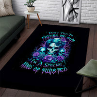 Flower Lady Skull Area Rug Don't Try To Figure Me Out - Wonder Print Shop