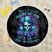 Flower Lady Skull Beach Blanket Don't Try To Figure Me Out - Wonder Print Shop