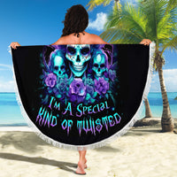 Flower Lady Skull Beach Blanket Don't Try To Figure Me Out - Wonder Print Shop