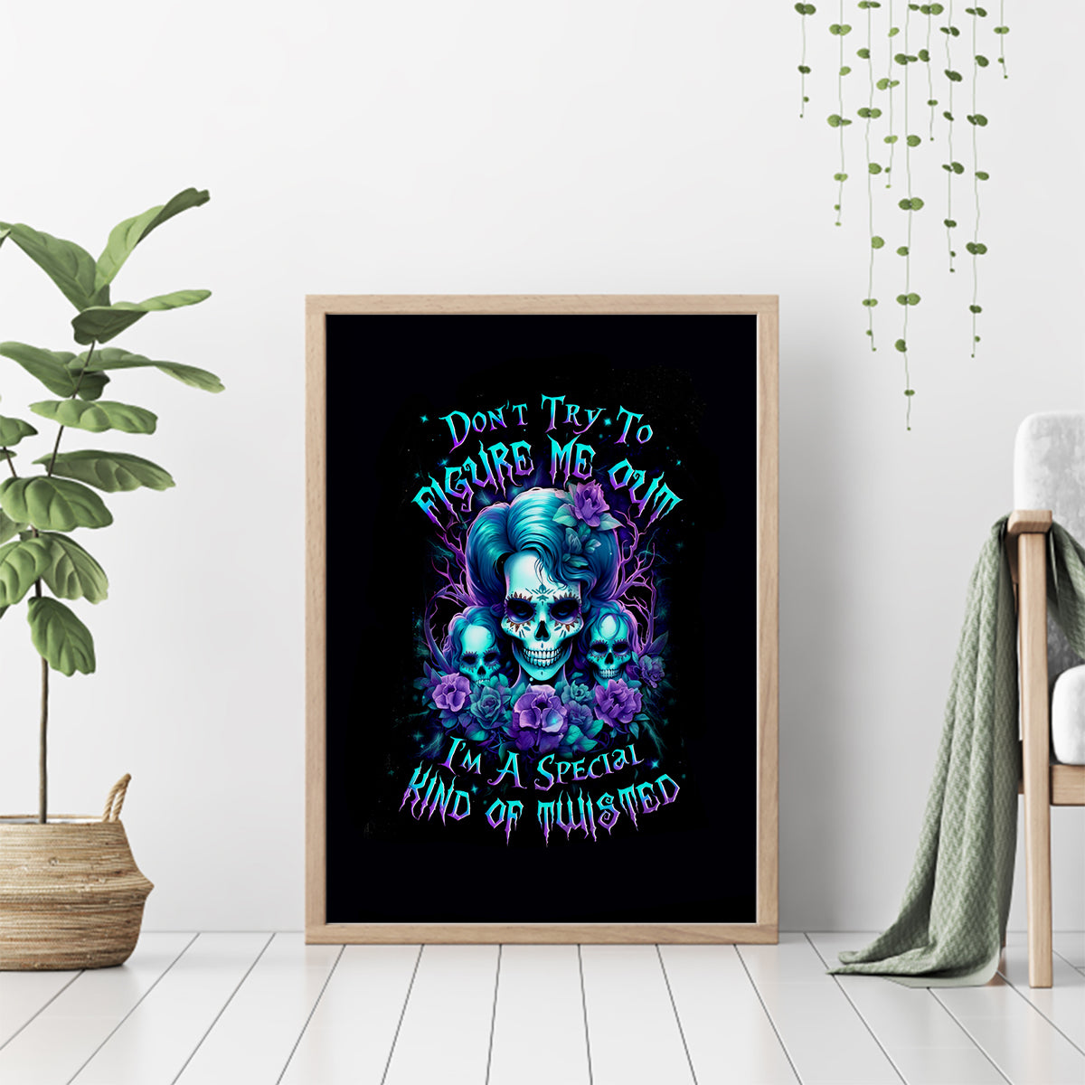 Flower Lady Skull Canvas Wall Art Don't Try To Figure Me Out - Wonder Print Shop