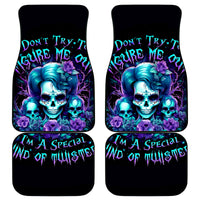 Flower Lady Skull Car Mats Don't Try To Figure Me Out - Wonder Print Shop