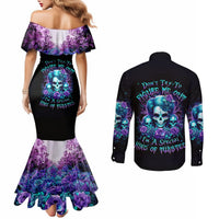 Flower Lady Skull Couples Matching Mermaid Dress and Long Sleeve Button Shirt Don't Try To Figure Me Out DT01