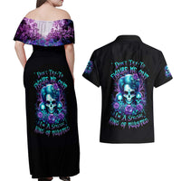 Flower Lady Skull Couples Matching Off Shoulder Maxi Dress and Hawaiian Shirt Don't Try To Figure Me Out - Wonder Print Shop