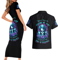 Flower Lady Skull Couples Matching Short Sleeve Bodycon Dress and Hawaiian Shirt Don't Try To Figure Me Out - Wonder Print Shop