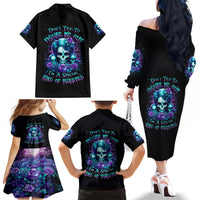 Flower Lady Skull Family Matching Off Shoulder Long Sleeve Dress and Hawaiian Shirt Don't Try To Figure Me Out - Wonder Print Shop