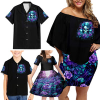 Flower Lady Skull Family Matching Off Shoulder Short Dress and Hawaiian Shirt Don't Try To Figure Me Out - Wonder Print Shop