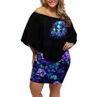 Flower Lady Skull Family Matching Off Shoulder Short Dress and Hawaiian Shirt Don't Try To Figure Me Out - Wonder Print Shop