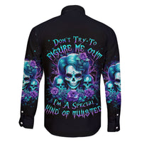 Flower Lady Skull Family Matching Short Sleeve Bodycon Dress and Hawaiian Shirt Don't Try To Figure Me Out - Wonder Print Shop