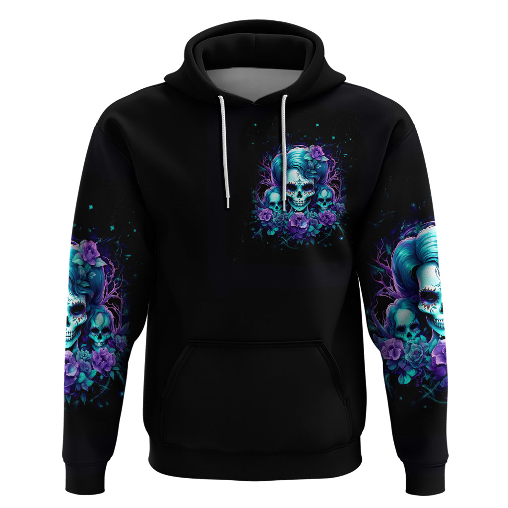 Flower Lady Skull Hoodie Don't Try To Figure Me Out - Wonder Print Shop