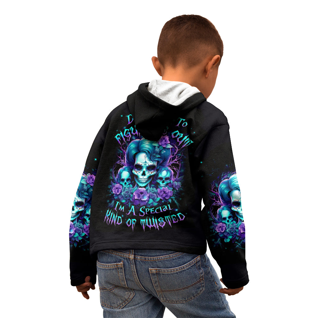 Flower Lady Skull Kid Hoodie Don't Try To Figure Me Out - Wonder Print Shop
