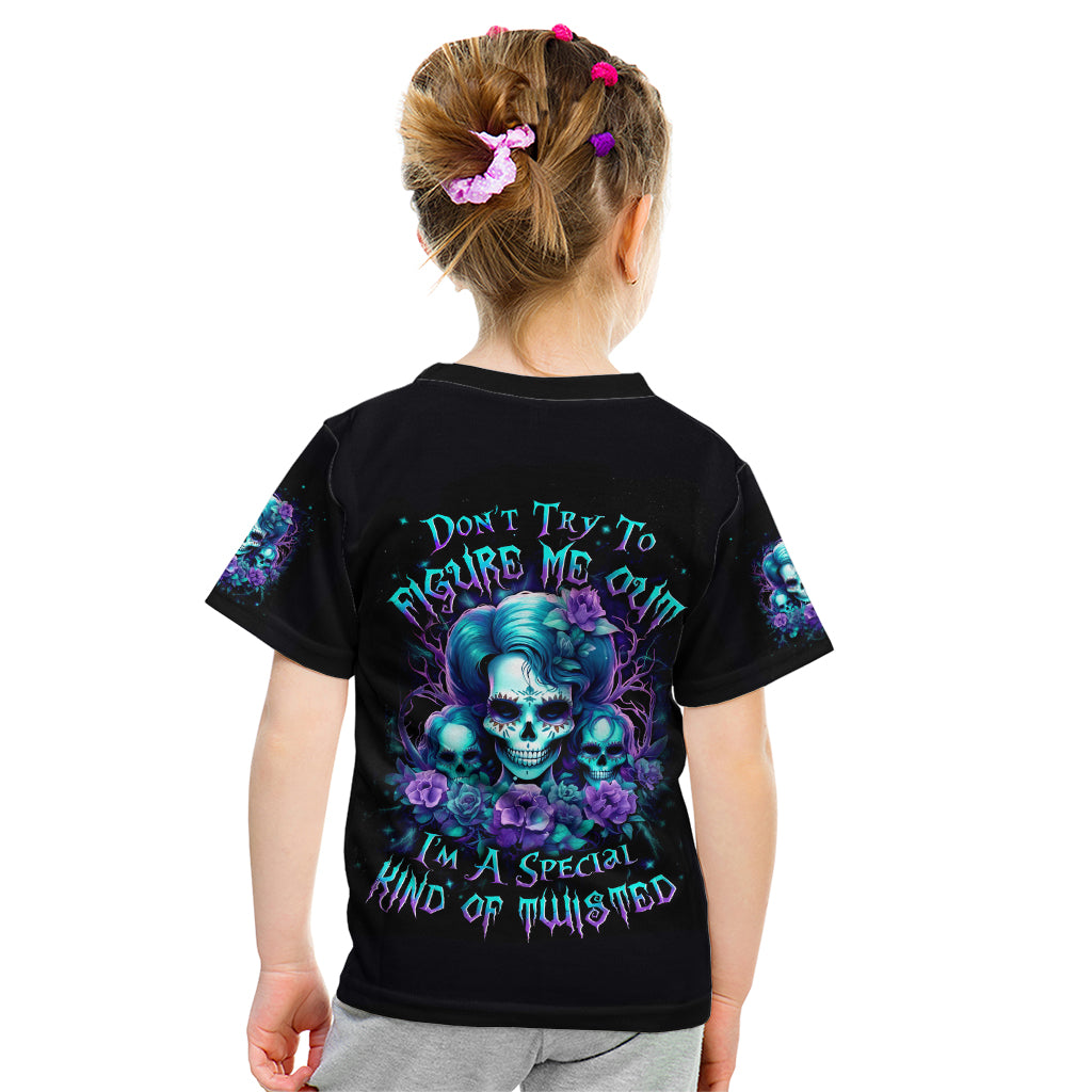 Flower Lady Skull Kid T Shirt Don't Try To Figure Me Out - Wonder Print Shop