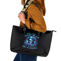Flower Lady Skull Leather Tote Bag Don't Try To Figure Me Out - Wonder Print Shop