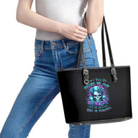 Flower Lady Skull Leather Tote Bag Don't Try To Figure Me Out - Wonder Print Shop