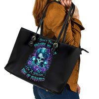 Flower Lady Skull Leather Tote Bag Don't Try To Figure Me Out - Wonder Print Shop