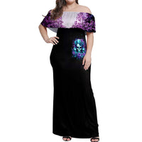 Flower Lady Skull Off Shoulder Maxi Dress Don't Try To Figure Me Out - Wonder Print Shop