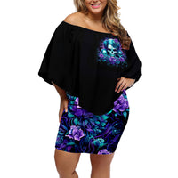 Flower Lady Skull Off Shoulder Short Dress Don't Try To Figure Me Out - Wonder Print Shop