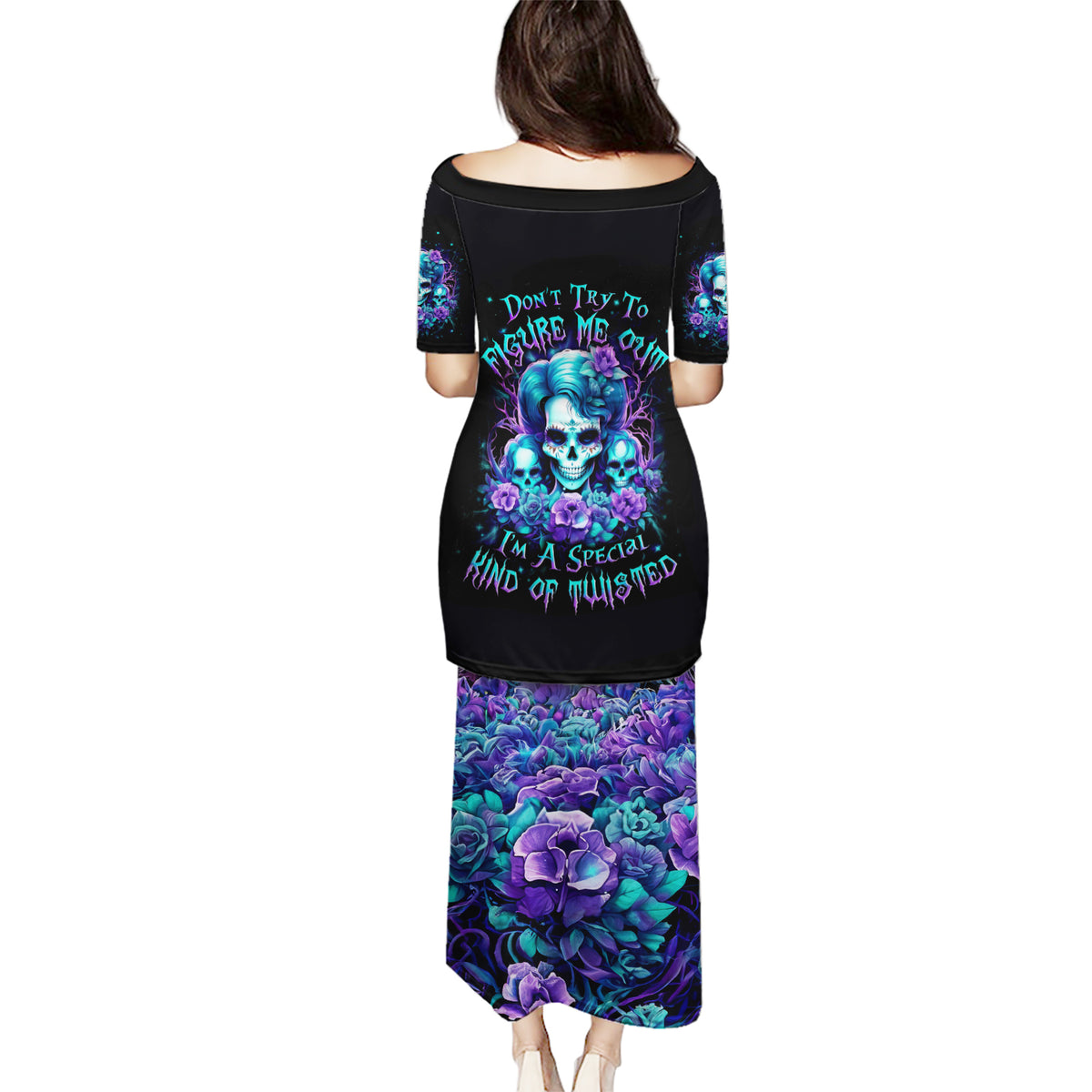 Flower Lady Skull Puletasi Don't Try To Figure Me Out - Wonder Print Shop