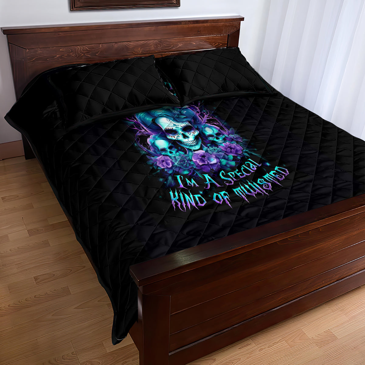 Flower Lady Skull Quilt Bed Set Don't Try To Figure Me Out - Wonder Print Shop