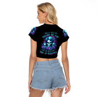 Flower Lady Skull Raglan Cropped T Shirt Don't Try To Figure Me Out - Wonder Print Shop