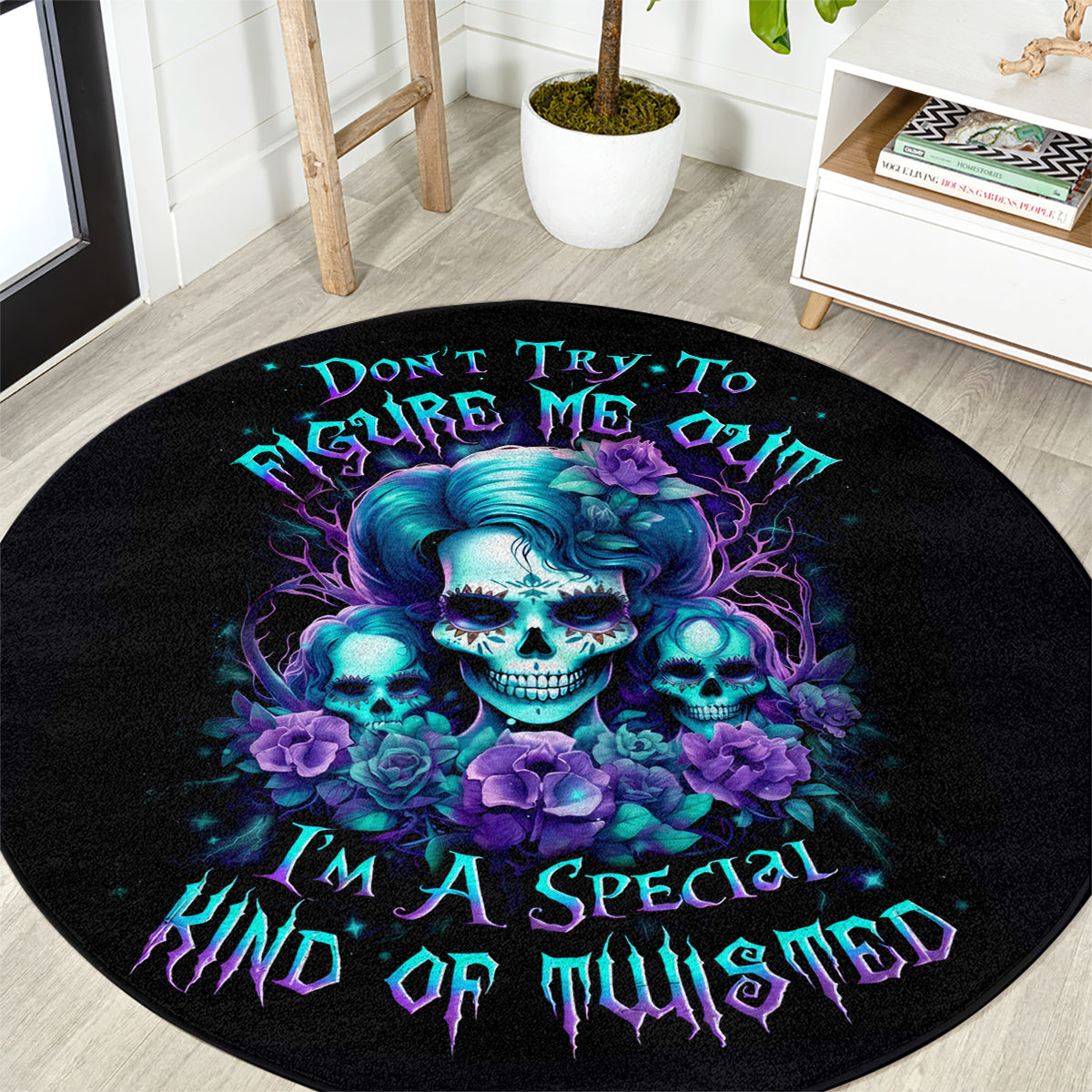 flower-lady-skull-round-carpet-dont-try-to-figure-me-out