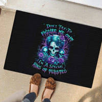 Flower Lady Skull Rubber Doormat Don't Try To Figure Me Out - Wonder Print Shop