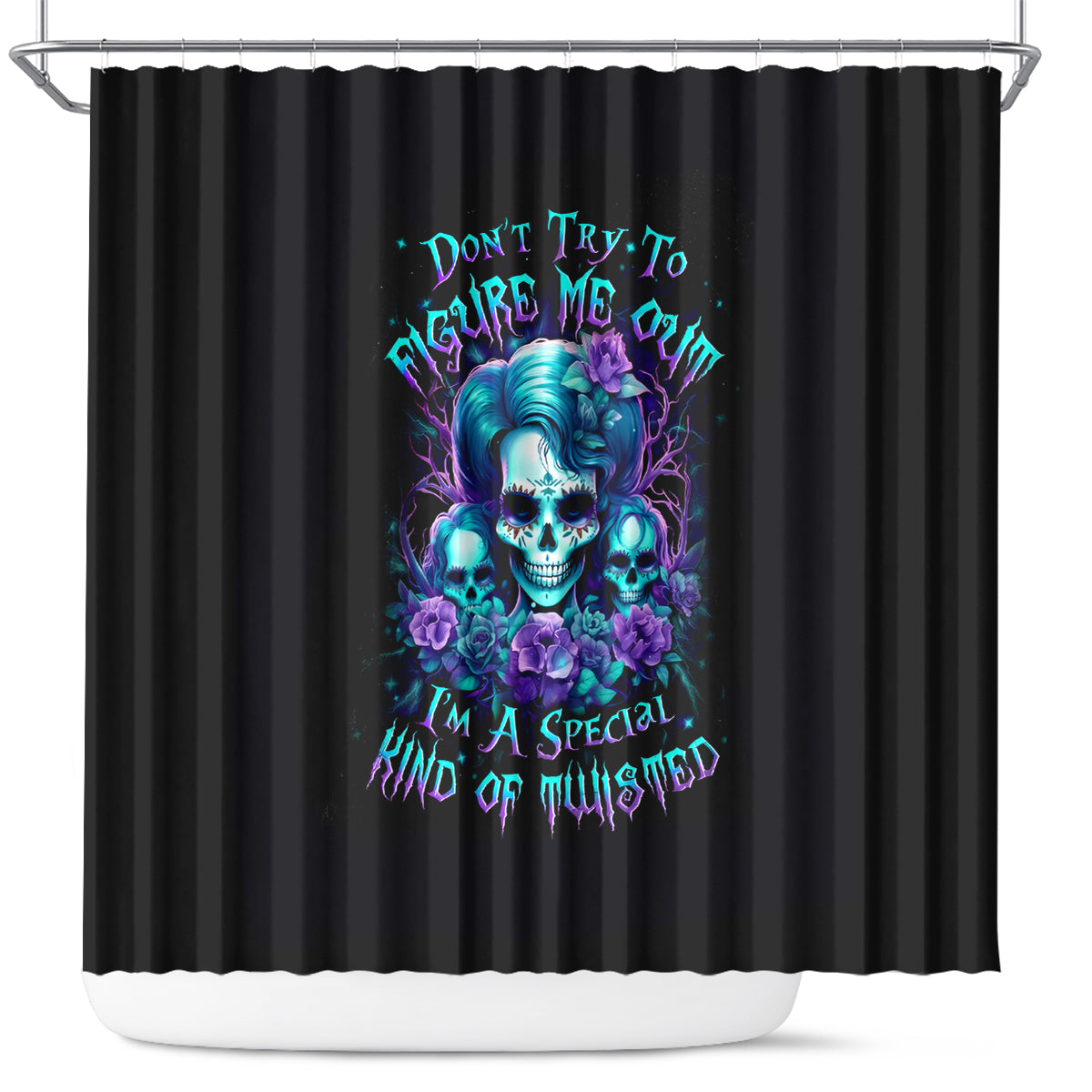 flower-lady-skull-shower-curtain-dont-try-to-figure-me-out