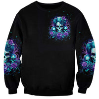 Flower Lady Skull Sweatshirt Don't Try To Figure Me Out - Wonder Print Shop