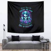 Flower Lady Skull Tapestry Don't Try To Figure Me Out - Wonder Print Shop