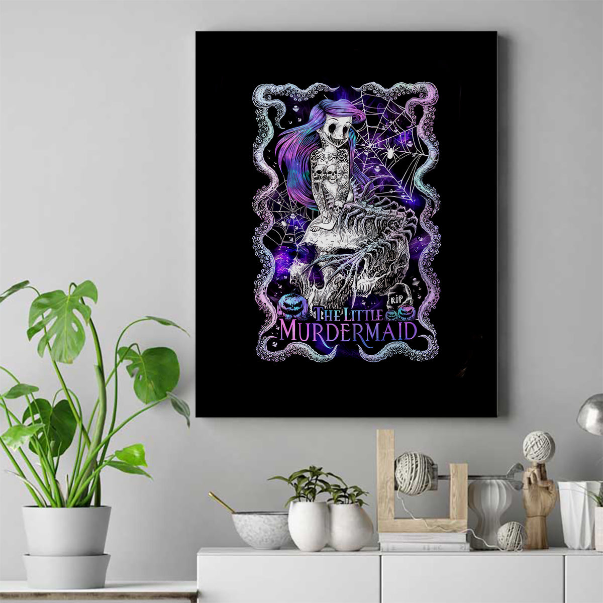 Mermaid Skull Canvas Wall Art The Little Mermaid - Wonder Print Shop