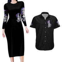 Mermaid Skull Couples Matching Long Sleeve Bodycon Dress and Hawaiian Shirt The Little Mermaid - Wonder Print Shop