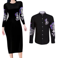 Mermaid Skull Couples Matching Long Sleeve Bodycon Dress and Long Sleeve Button Shirt The Little Mermaid - Wonder Print Shop