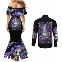 Mermaid Skull Couples Matching Mermaid Dress and Long Sleeve Button Shirt The Little Mermaid DT01
