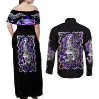 Mermaid Skull Couples Matching Off Shoulder Maxi Dress and Long Sleeve Button Shirt The Little Mermaid - Wonder Print Shop