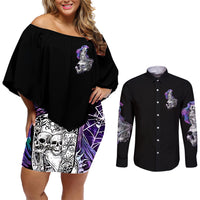 Mermaid Skull Couples Matching Off Shoulder Short Dress and Long Sleeve Button Shirt The Little Mermaid - Wonder Print Shop