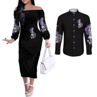 Mermaid Skull Couples Matching Off The Shoulder Long Sleeve Dress and Long Sleeve Button Shirt The Little Mermaid DT01