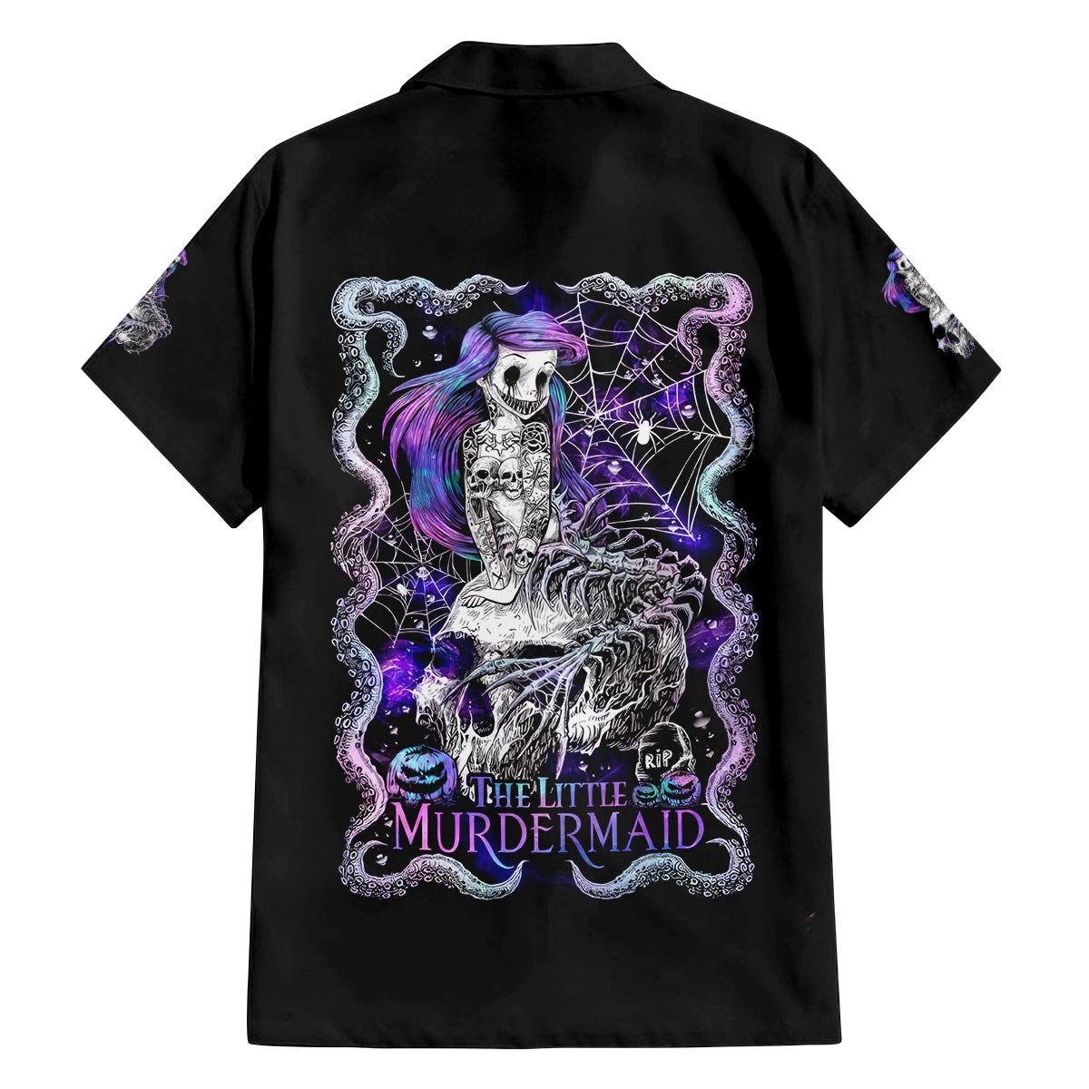 Mermaid Skull Family Matching Long Sleeve Bodycon Dress and Hawaiian Shirt The Little Mermaid - Wonder Print Shop