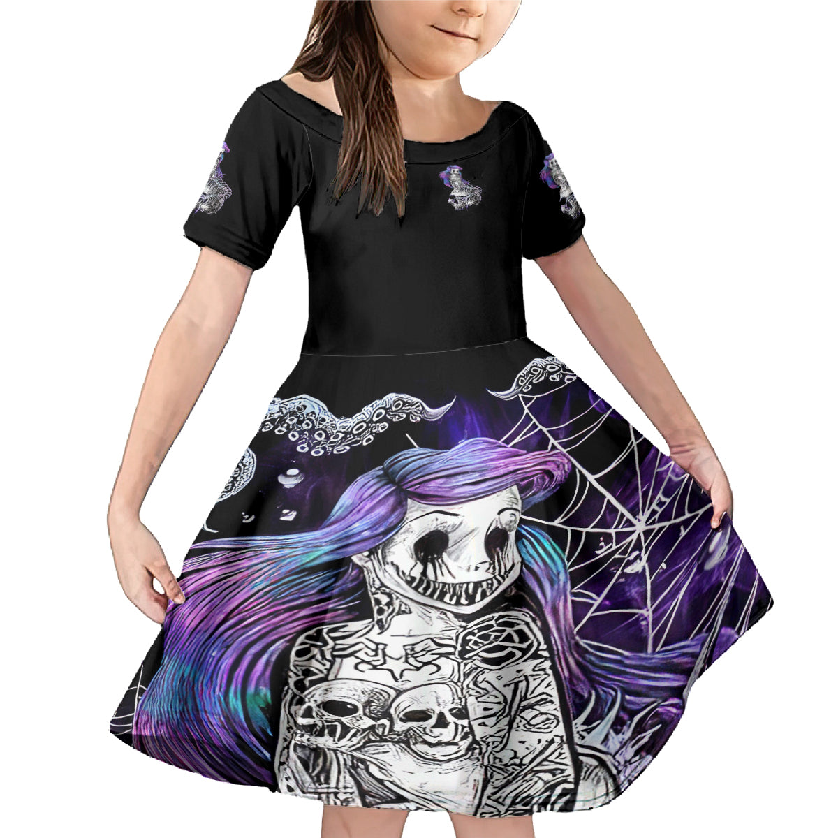 Mermaid Skull Family Matching Mermaid Dress and Hawaiian Shirt The Little Mermaid - Wonder Print Shop